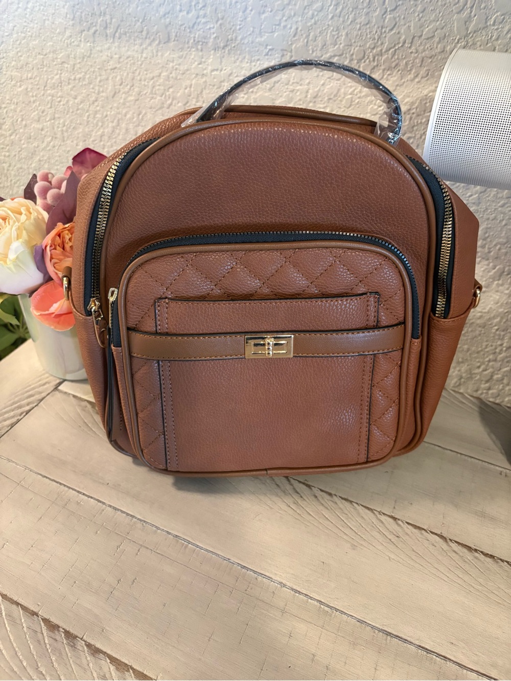 Fashion Brand Boutique Quilted Pocket Women’s vegan leather Backpack/Crossbody